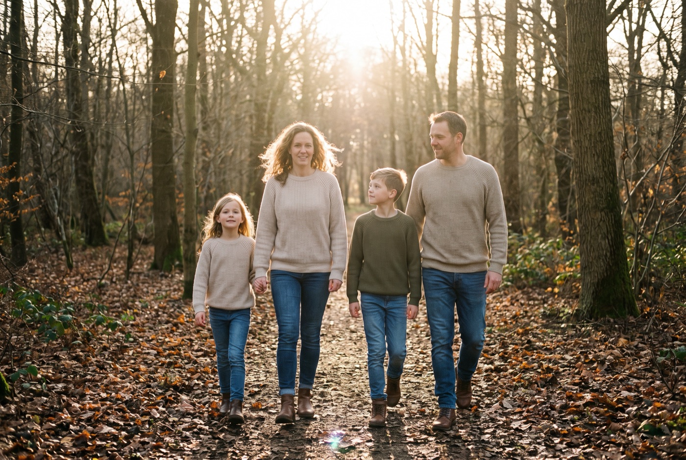 A family photo printed with a white border